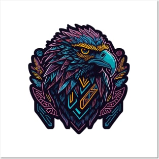 Luminous Flight: Colorful Neon Vector Eagle Posters and Art